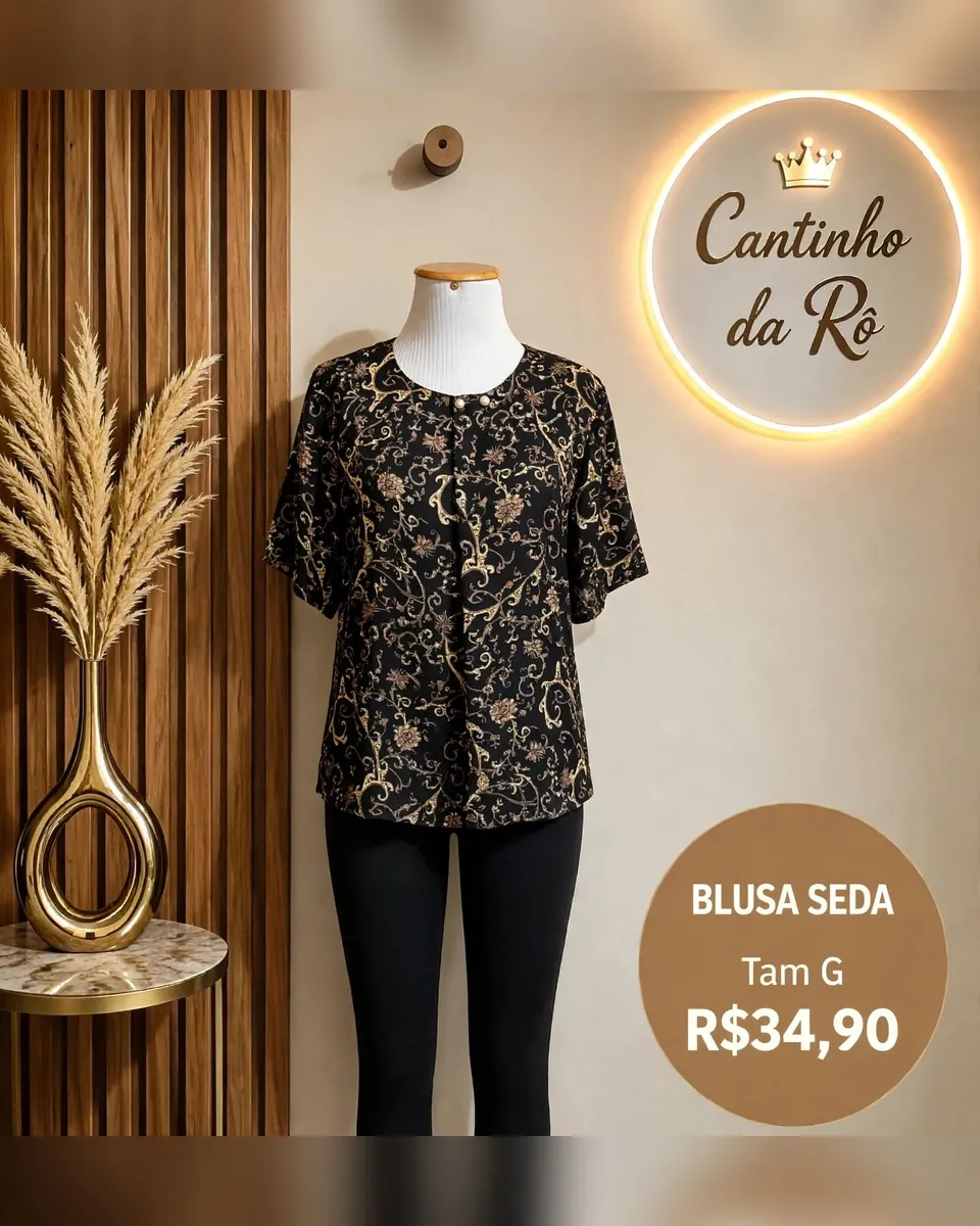 Blusa de seda preta com arabescos, foto 1 de 1
