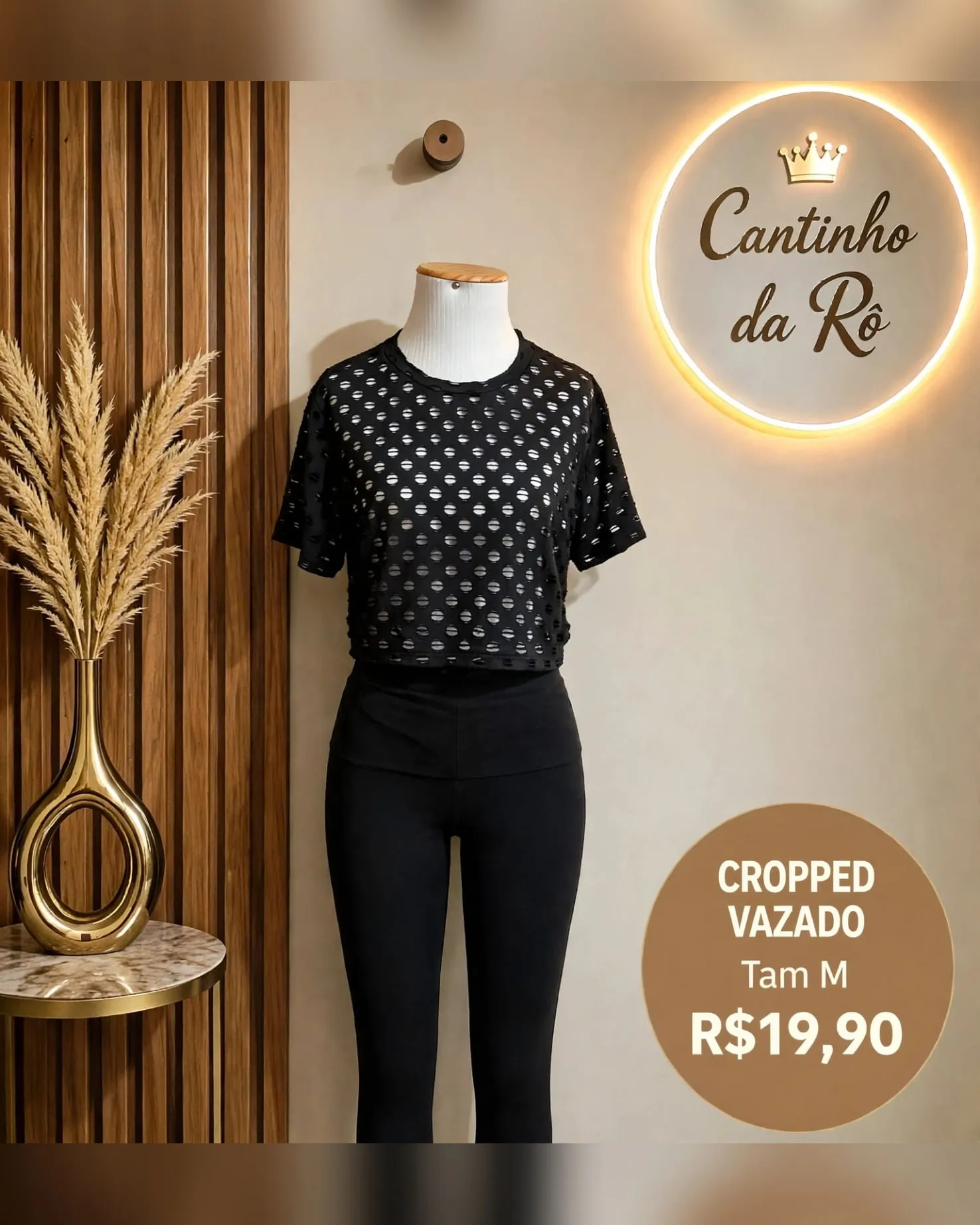 Cropped vazado preto, foto 1 de 1