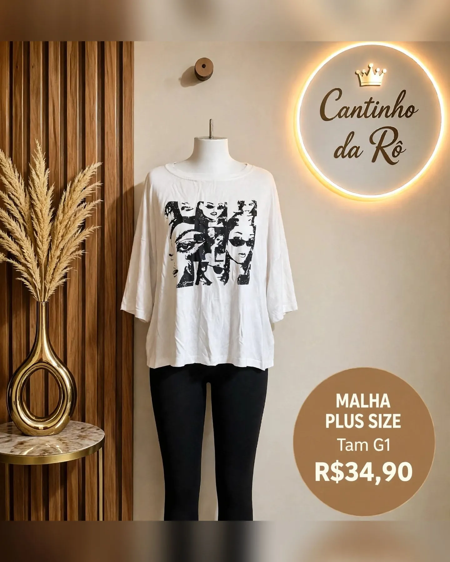 Blusa de malha branca plus size, foto 1 de 1