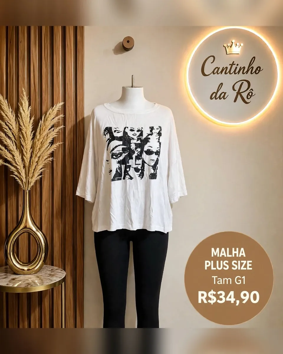Blusa de malha branca plus size, foto 1 de 1