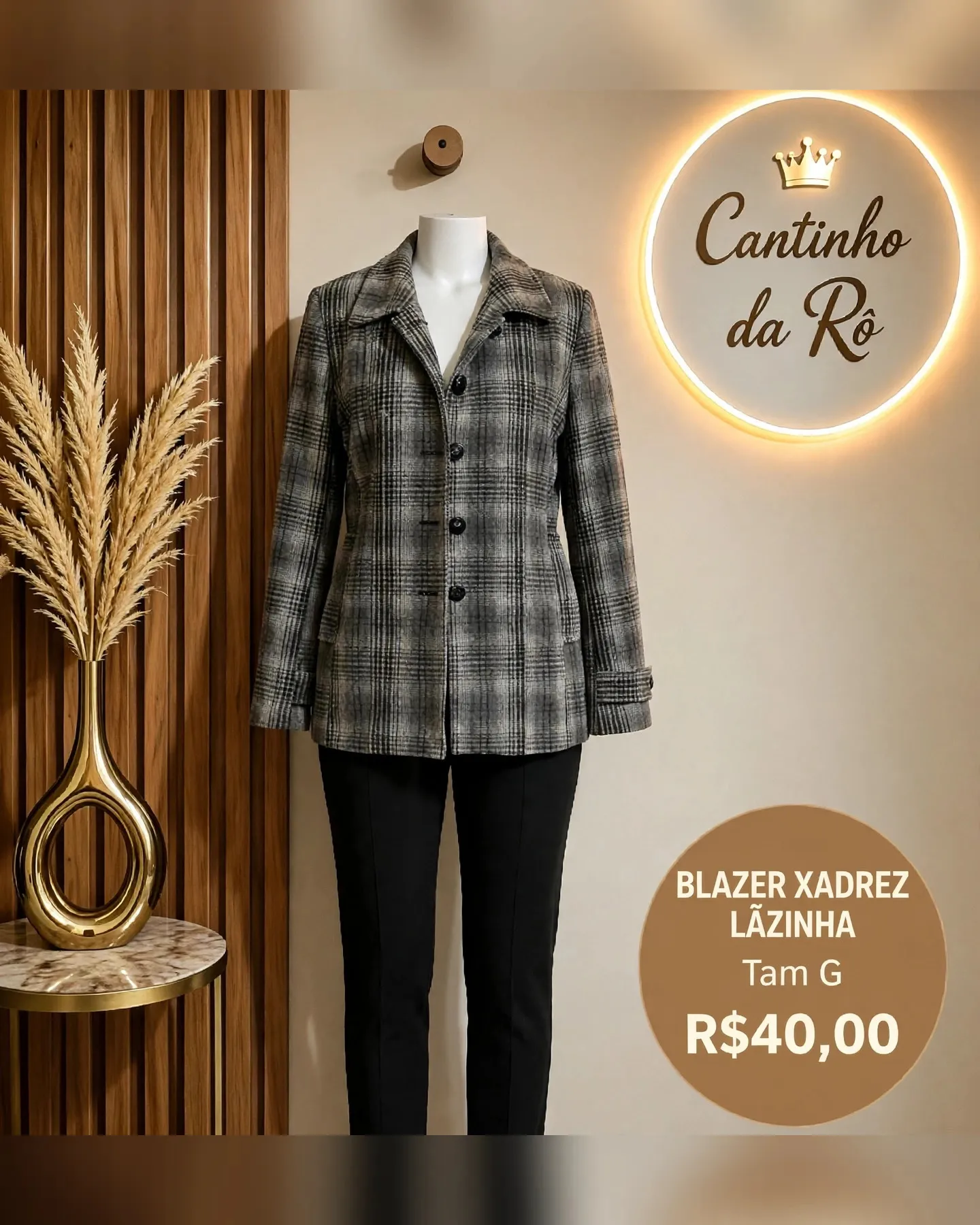 Blazer xadrez em lãzinha, foto 1 de 1