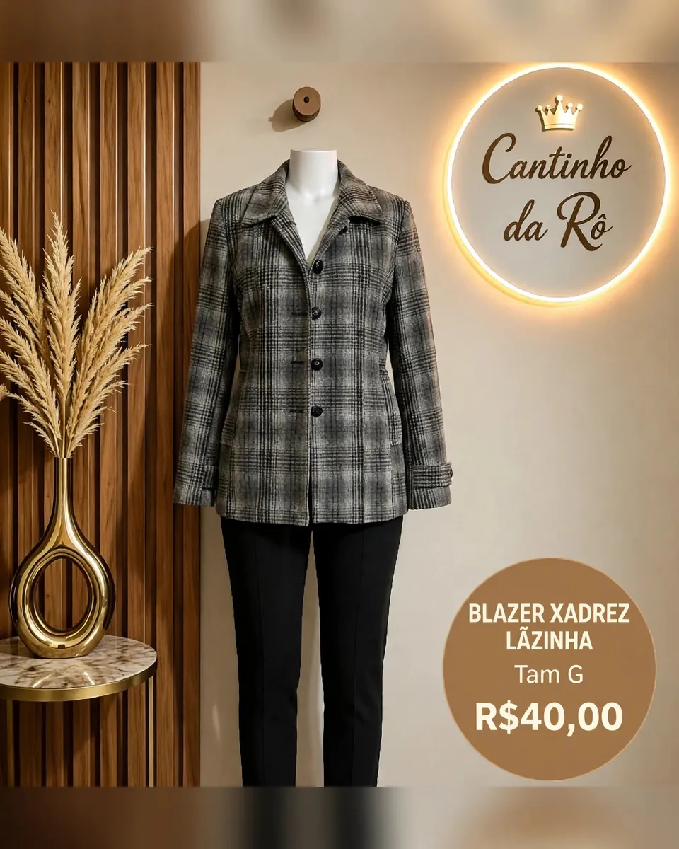 Blazer xadrez em lãzinha, foto 1 de 1
