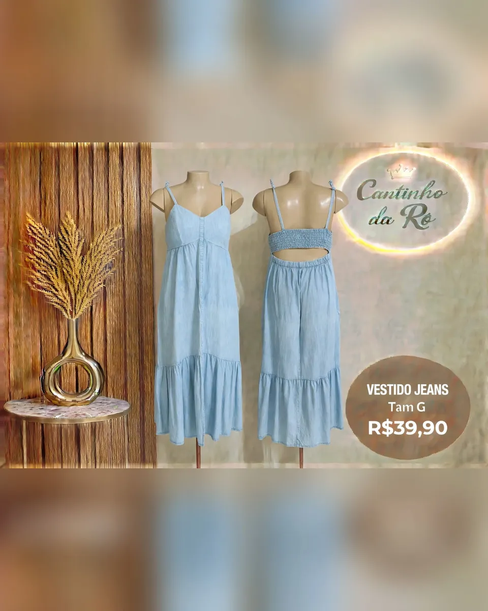 Vestido jeans claro, tamanho G