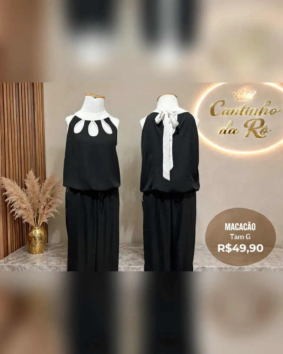 Macacão preto com gola branca, foto 1 de 1