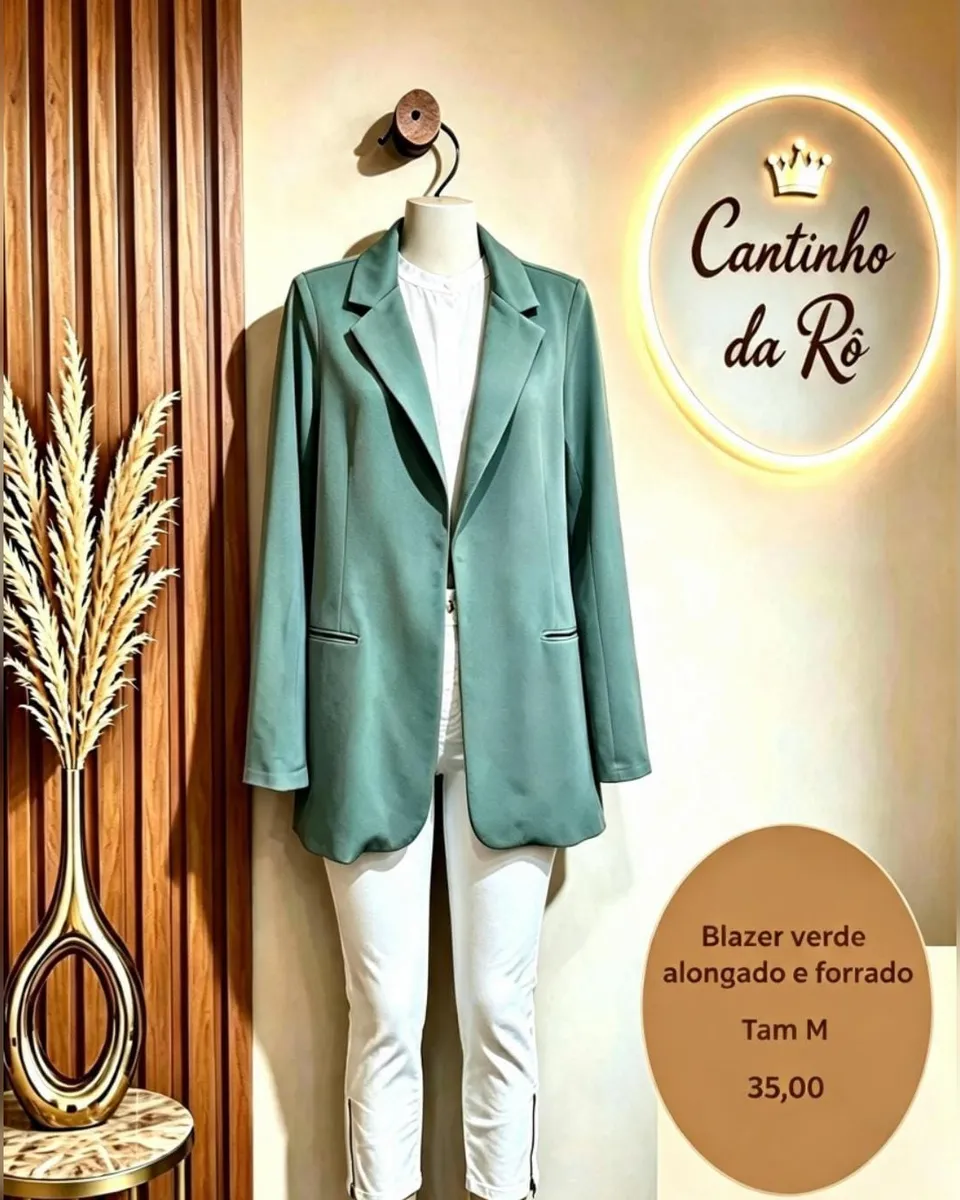 Blazer verde alongado e forrado, foto 1 de 1