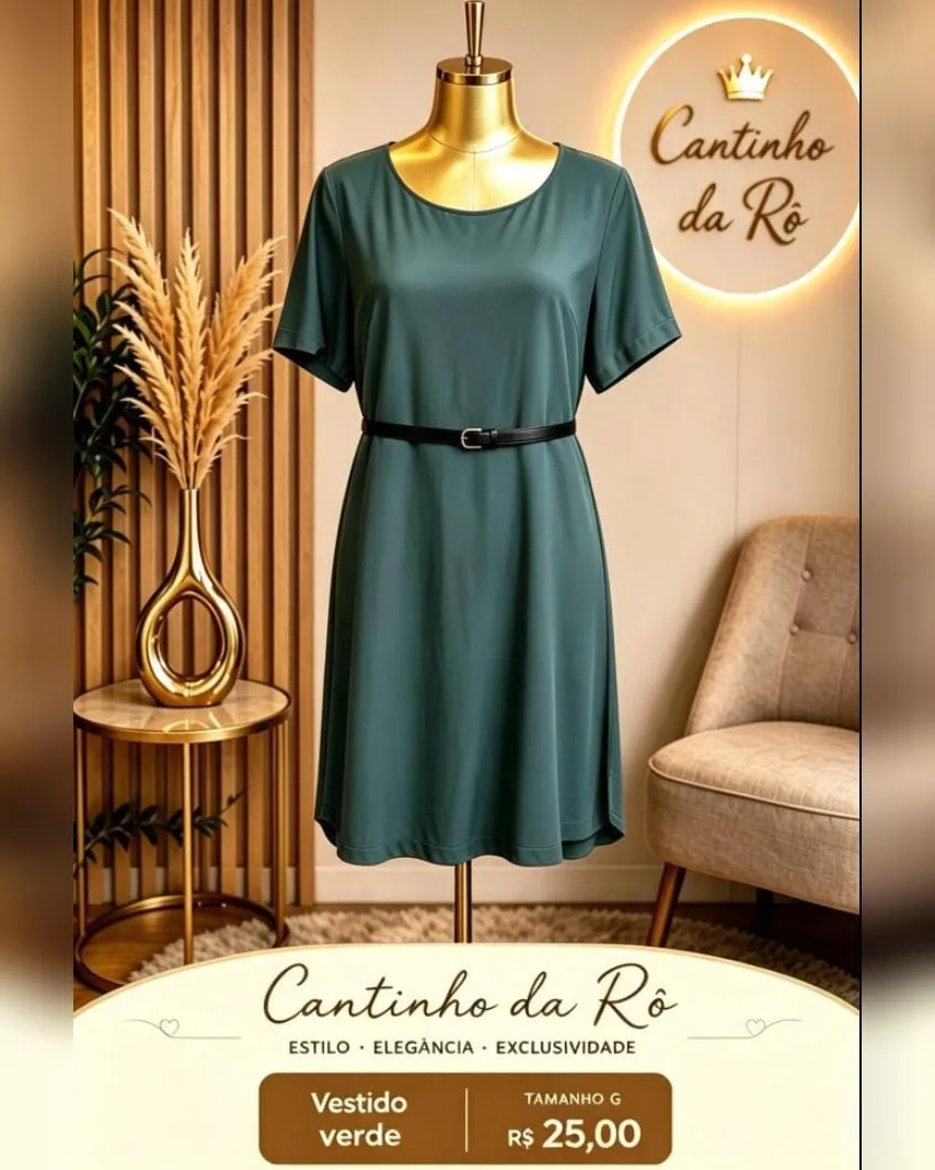 Vestido verde com cinto, foto 1 de 1