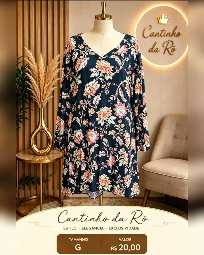 Vestido floral azul-marinho, foto 1 de 1