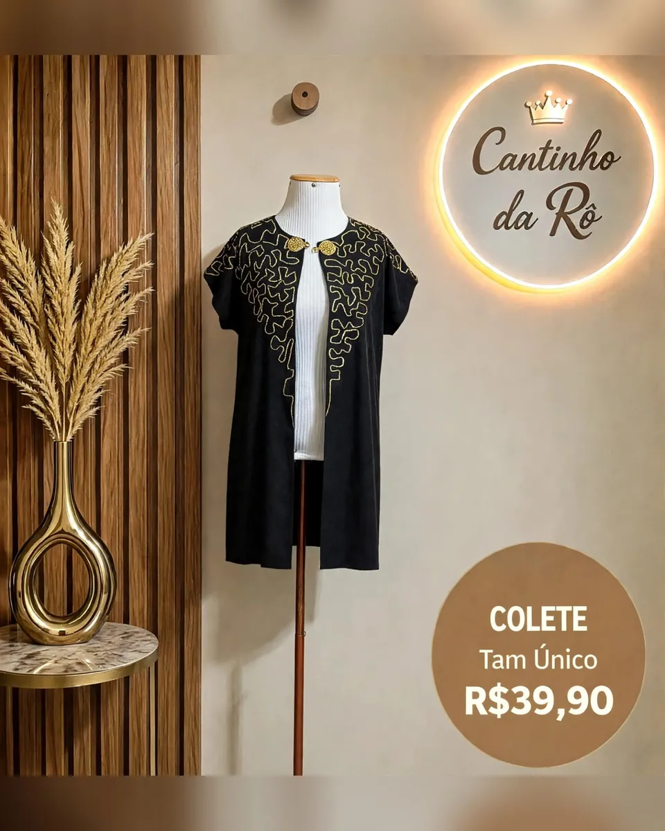 Colete preto com bordado dourado, foto 1 de 1