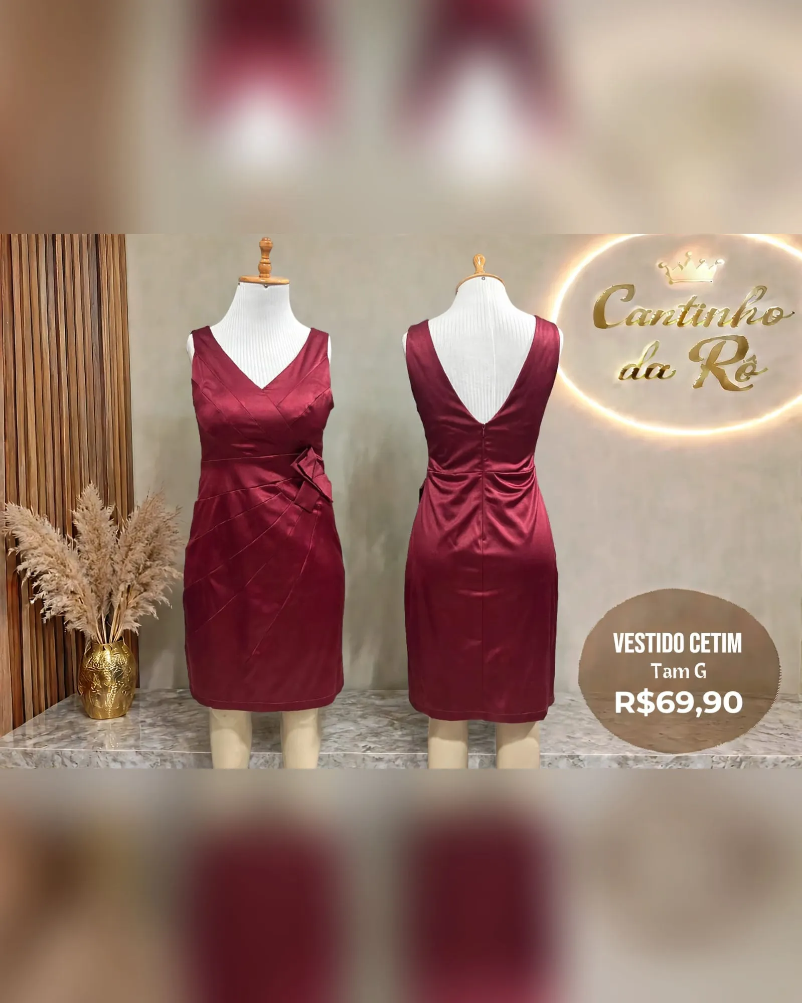 Vestido de cetim vinho, foto 1 de 1