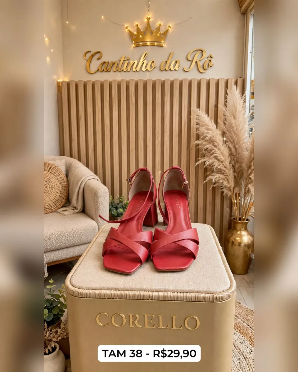 Sandália vermelha Corello, tamanho 38