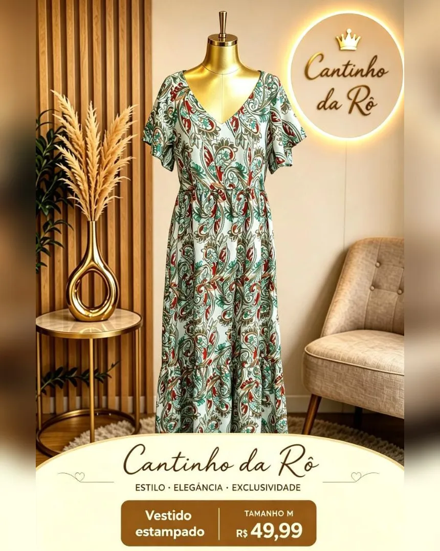 Vestido longo estampado, foto 1 de 1