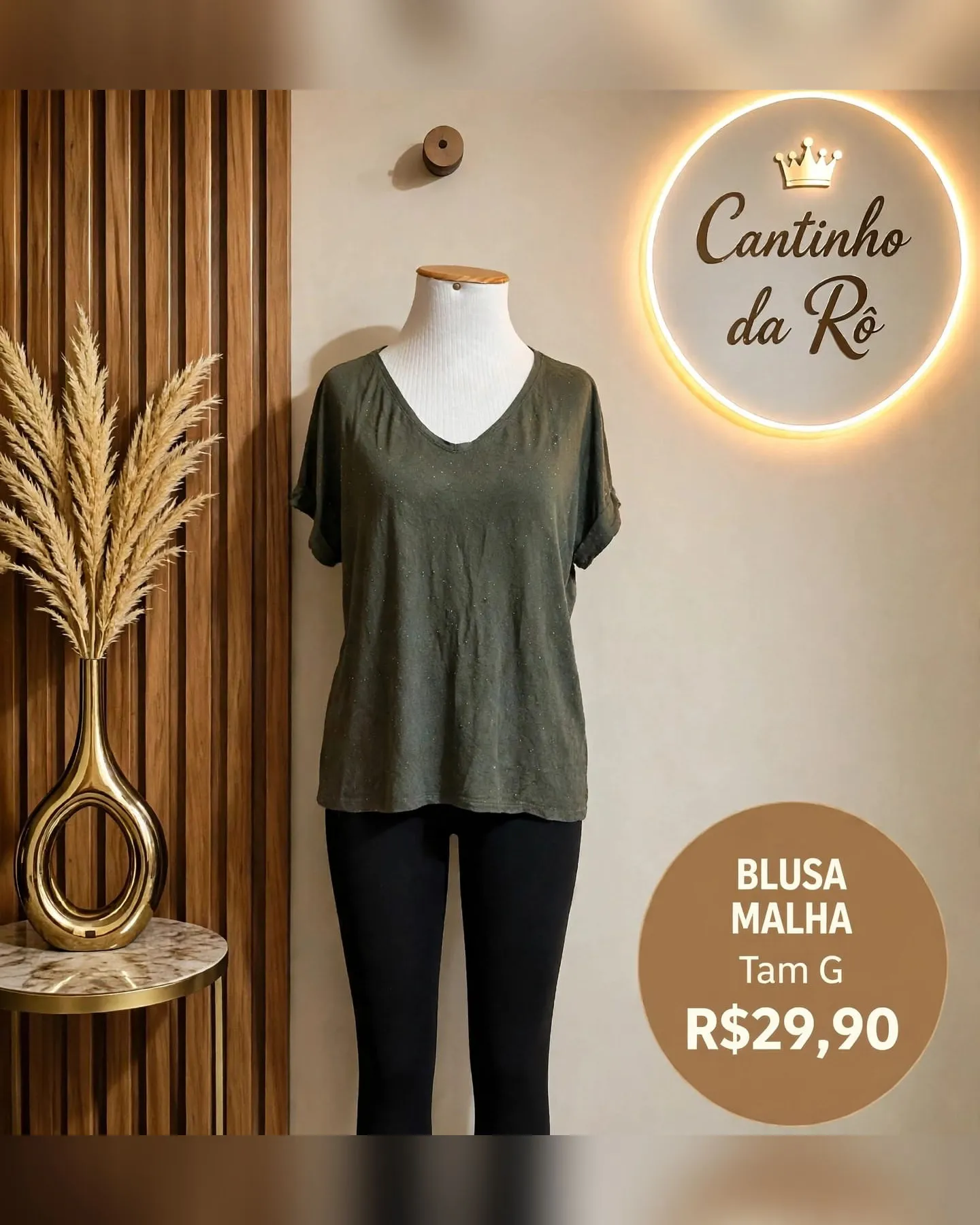 Blusa de malha verde-oliva, foto 1 de 1