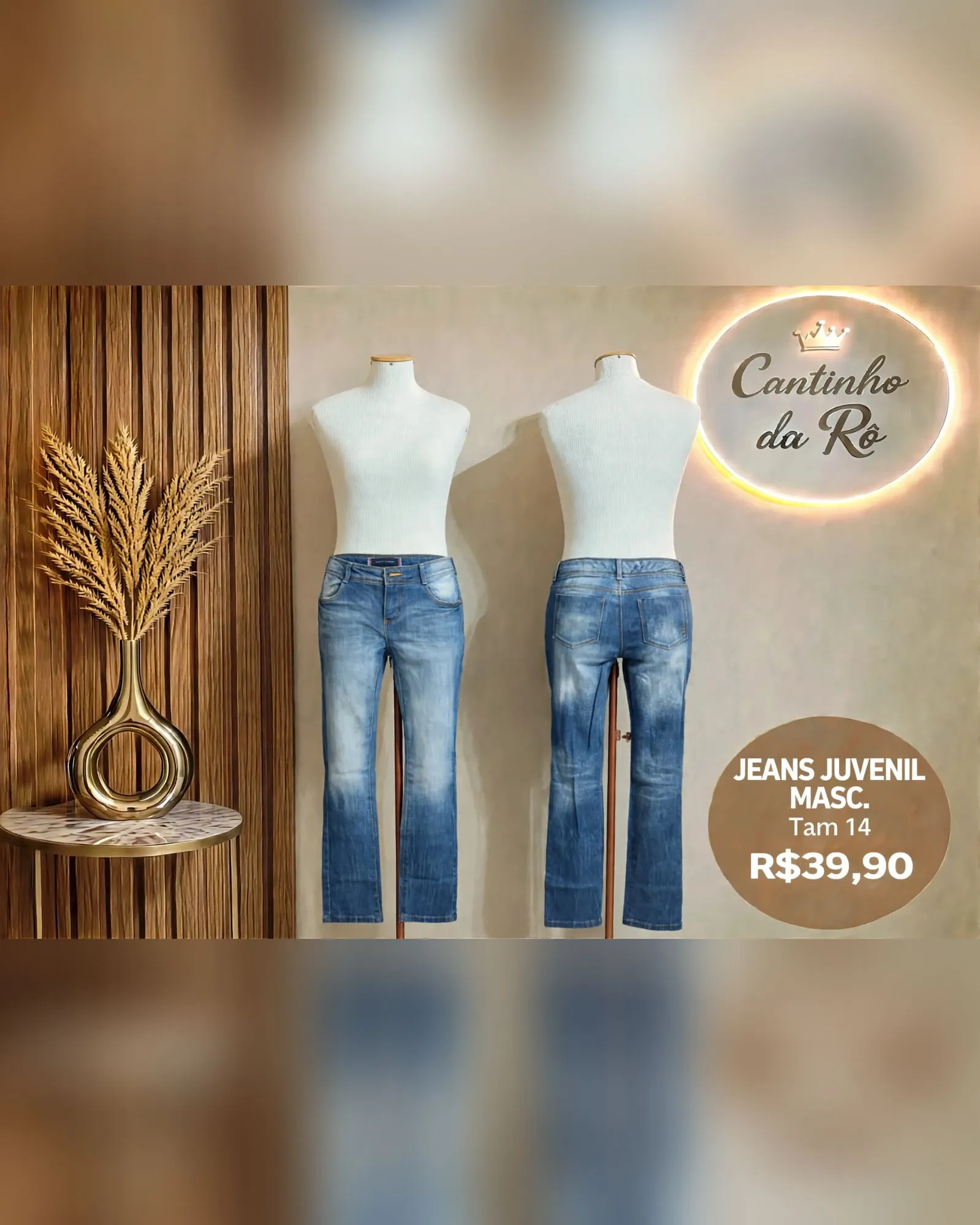 Calça jeans juvenil masculina reta, foto 1 de 1